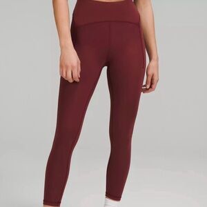 NWT Lululemon Power Thru HR Tight 25” Red Merlot. Retail $128. Size 6